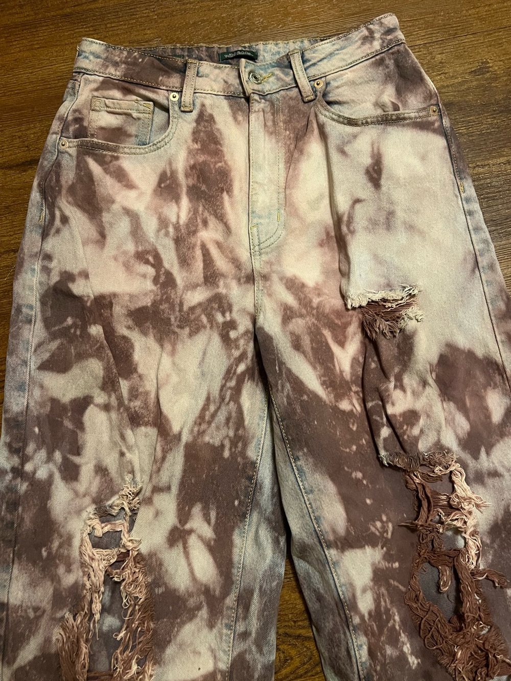 Wild Fable Baggy High Rise Wide Leg Acid Wash Grunge Ripped Jeans Size 6/28R - Picture 5 of 10